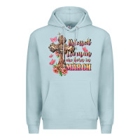 Blue Mist Blessed women are born in March Premium Hoodie - FaDigitalArtStudio