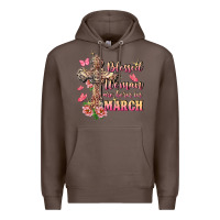 Coffee Blessed women are born in March Premium Hoodie - FaDigitalArtStudio