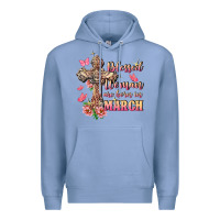 Colony Blue Blessed women are born in March Premium Hoodie - FaDigitalArtStudio