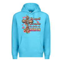Ocean Blue Blessed women are born in March Premium Hoodie - FaDigitalArtStudio