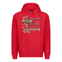 Red Blessed women are born in March Premium Hoodie - FaDigitalArtStudio