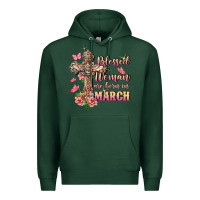 Sports Green Blessed women are born in March Premium Hoodie - FaDigitalArtStudio