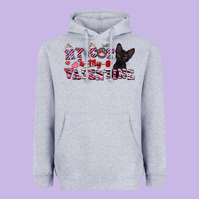 My Cat Is My Valentine Heavyweight Hoodie Designed By Fadigitalartstudio