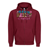 Burgundy half of my haert is deployed olivia Zipper Hoodie - OliviaCreatesArt