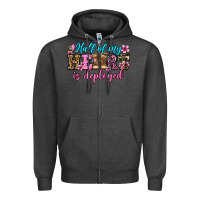 Charcoal Heather half of my haert is deployed olivia Zipper Hoodie - OliviaCreatesArt