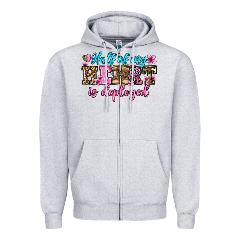 Half Of My Haert Is Deployed Olivia Zipper Hoodie by OliviaCreatesArt | Teevron
