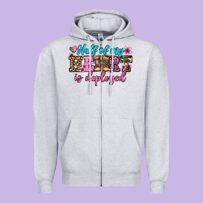 Half Of My Haert Is Deployed Olivia Zipper Hoodie Designed By Oliviacreatesart