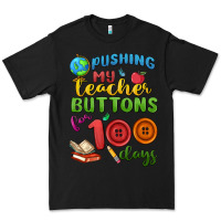 Black pushing my teacher buttons for 100 days Premium Tee - MaliasSmallBusiness