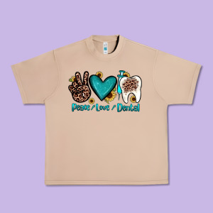 Peace Love Dental Urban Heavy Tee Designed By Jahusdesignshop