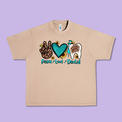 Peace Love Dental Urban Heavy Tee Designed By Jahusdesignshop