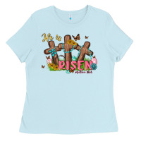 Baby Blue he is risen Ladies Tee - MaliasSmallBusiness