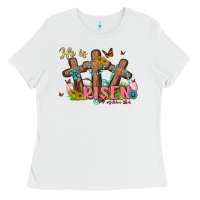 White he is risen Ladies Tee - MaliasSmallBusiness