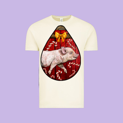 Christmas Pig Vintage Tee Designed By Lillyallendesigns