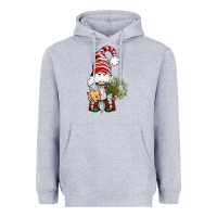 Heather Grey Christmas Gnome With Cookie Heavyweight Hoodie - BundleAndBundleShop