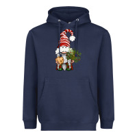 Navy Christmas Gnome With Cookie Heavyweight Hoodie - BundleAndBundleShop