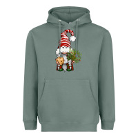 Sage Christmas Gnome With Cookie Heavyweight Hoodie - BundleAndBundleShop
