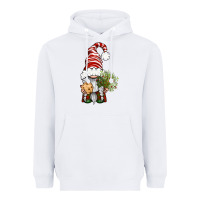 White Christmas Gnome With Cookie Heavyweight Hoodie - BundleAndBundleShop