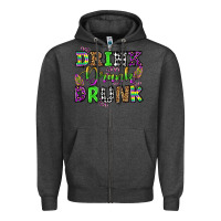 Charcoal Heather drink drank drunk mardi gras olivia Zipper Hoodie - OliviaCreatesArt