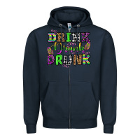 Navy drink drank drunk mardi gras olivia Zipper Hoodie - OliviaCreatesArt