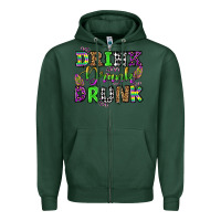 Sports Green drink drank drunk mardi gras olivia Zipper Hoodie - OliviaCreatesArt