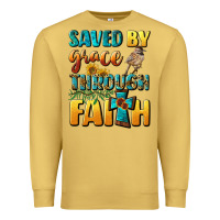 Antique Gold saved by grace through faith Premium Sweatshirt - BundleAndBundleShop