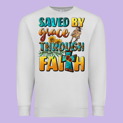 Saved By Grace Through Faith Premium Sweatshirt Designed By Bundleandbundleshop