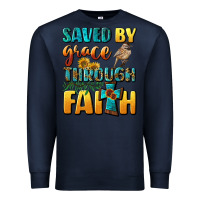 Navy saved by grace through faith Premium Sweatshirt - BundleAndBundleShop