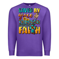 Purple saved by grace through faith Premium Sweatshirt - BundleAndBundleShop