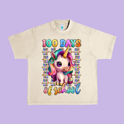 100 Days Of School Unicorn Urban Heavy Tee Designed By Artiststas