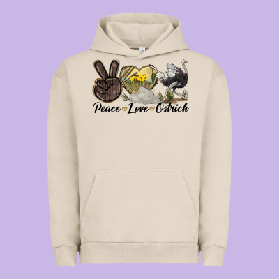 Peace Love Ostrich Urban Hoodie Designed By Lillyallendesigns