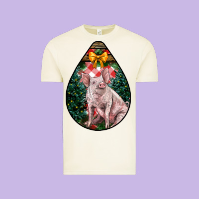 Christmas Pig Vintage Tee Designed By Lillyallendesigns