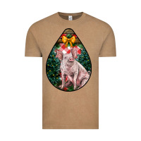 Vintage Coffee christmas pig Vintage Tee - LillyAllenDesigns