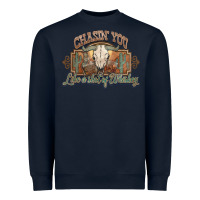 Navy Chasin you like a shot of whiskey bull skull Heavyweight Sweatshirt - HowdyJamesFarm