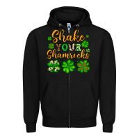Black St. Patrick's Shake your shamrocks Zipper Hoodie - OliviaCreatesArt
