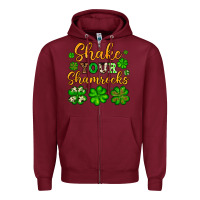 Burgundy St. Patrick's Shake your shamrocks Zipper Hoodie - OliviaCreatesArt