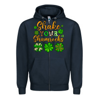 Navy St. Patrick's Shake your shamrocks Zipper Hoodie - OliviaCreatesArt