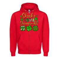 Red St. Patrick's Shake your shamrocks Zipper Hoodie - OliviaCreatesArt