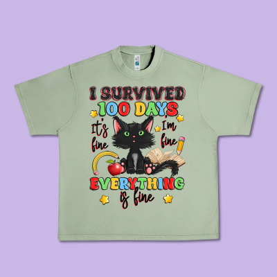 I Survived 100 Days It's Fine I'm Fine Urban Heavy Tee Designed By Artiststas