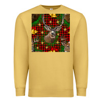 Antique Gold christmas deer and bell seamless pattern Premium Sweatshirt - BundleAndBundleShop