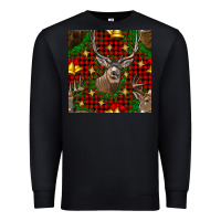 Black christmas deer and bell seamless pattern Premium Sweatshirt - BundleAndBundleShop