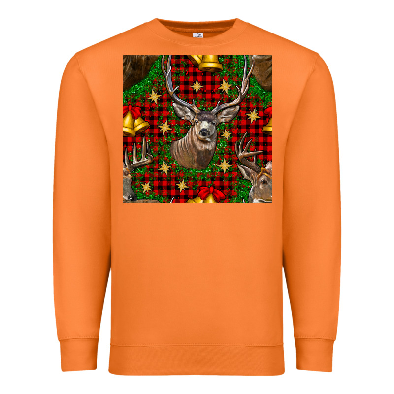 Christmas Deer And Bell Seamless Pattern Premium Sweatshirt by BundleAndBundleShop | Teevron