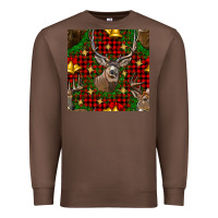 Chestnut christmas deer and bell seamless pattern Premium Sweatshirt - BundleAndBundleShop