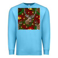 Ocean Blue christmas deer and bell seamless pattern Premium Sweatshirt - BundleAndBundleShop