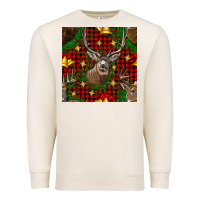 Sandshell christmas deer and bell seamless pattern Premium Sweatshirt - BundleAndBundleShop