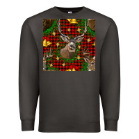 Smoke christmas deer and bell seamless pattern Premium Sweatshirt - BundleAndBundleShop