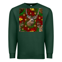 Sports Green christmas deer and bell seamless pattern Premium Sweatshirt - BundleAndBundleShop
