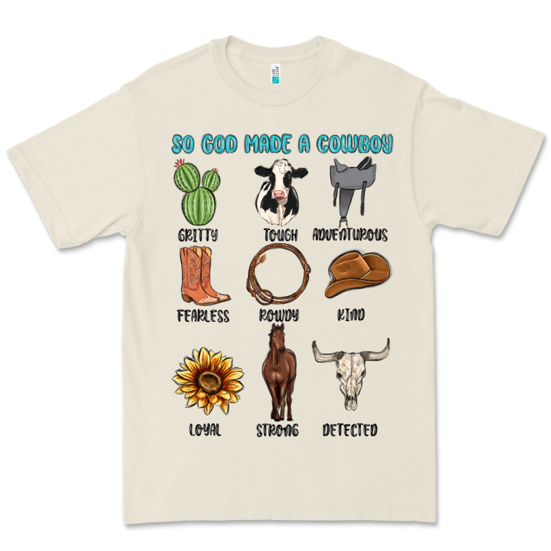 So God Made A Cowboy Premium Tee by MaliasSmallBusiness | Teevron