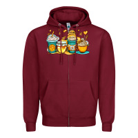 Burgundy honey bee coffee cups Zipper Hoodie - OliviaCreatesArt
