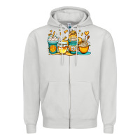 Dove Grey honey bee coffee cups Zipper Hoodie - OliviaCreatesArt