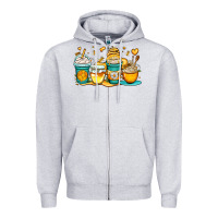 Heather Grey honey bee coffee cups Zipper Hoodie - OliviaCreatesArt